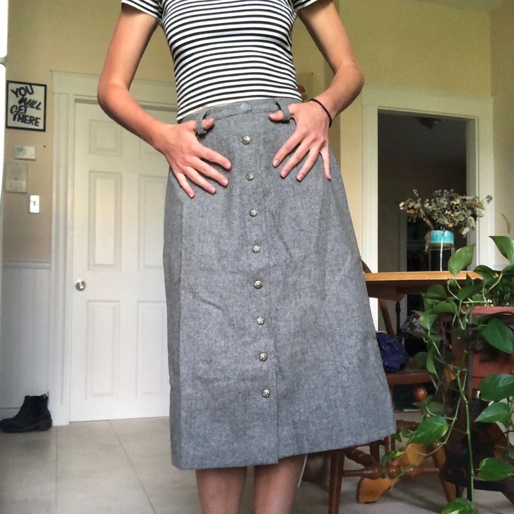 Vintage Bobbie Brooks wool midi button down skirt